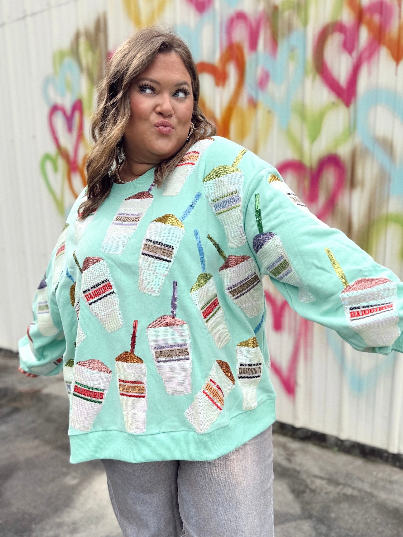 Queen of Sparkles Mint Green Daiquiri Sweatshirt