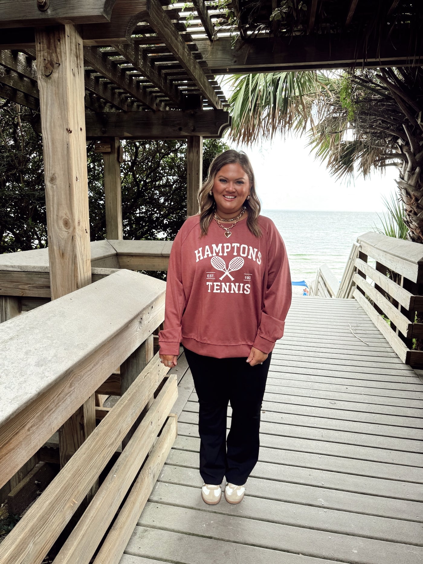 Dusty Magenta Oversized Hamptons Tennis Sweatshirt