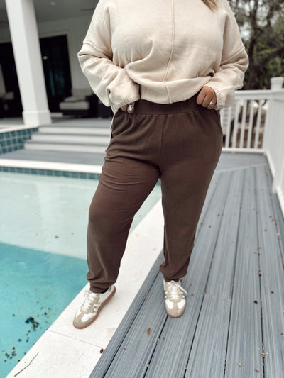 Brown High Waisted Comfy Joggers