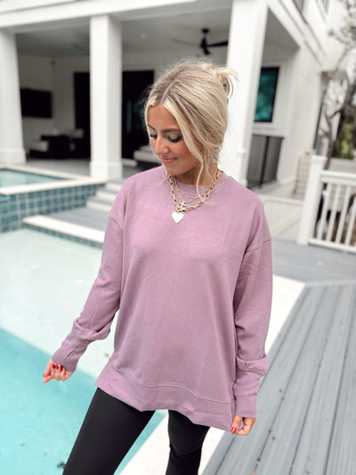 Dusty Lilac Long Sleeve Comfy Pullover