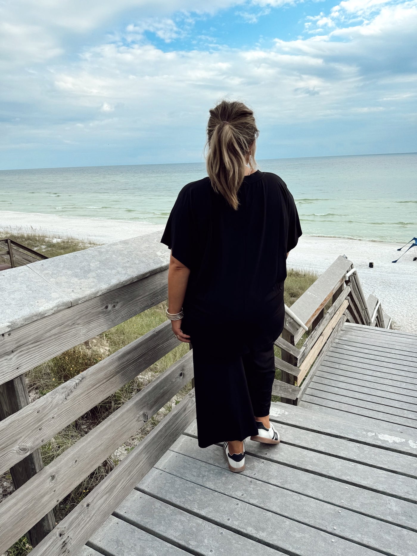 Black Oversized Short Sleeve Top and Pant Set