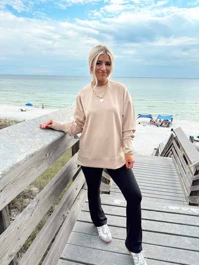 Latte Long Sleeve Comfy Pullover