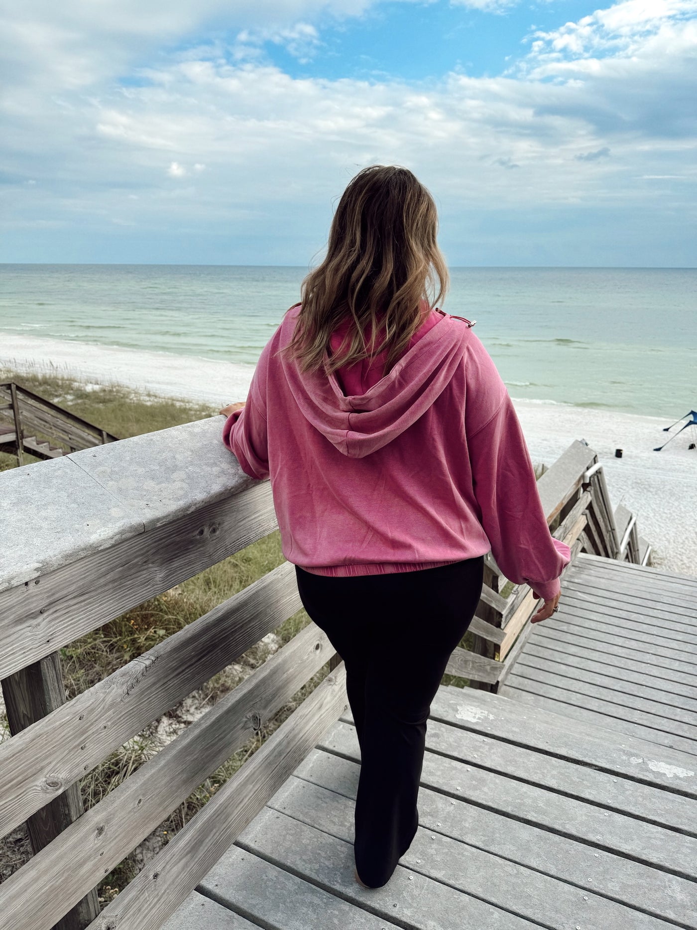 Magenta Long Sleeve Solid Knit Hoodie Top