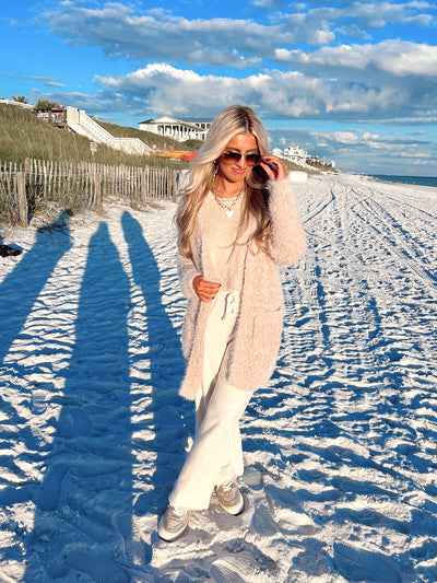 Taupe Long Sleeve Fuzzy Cardigan