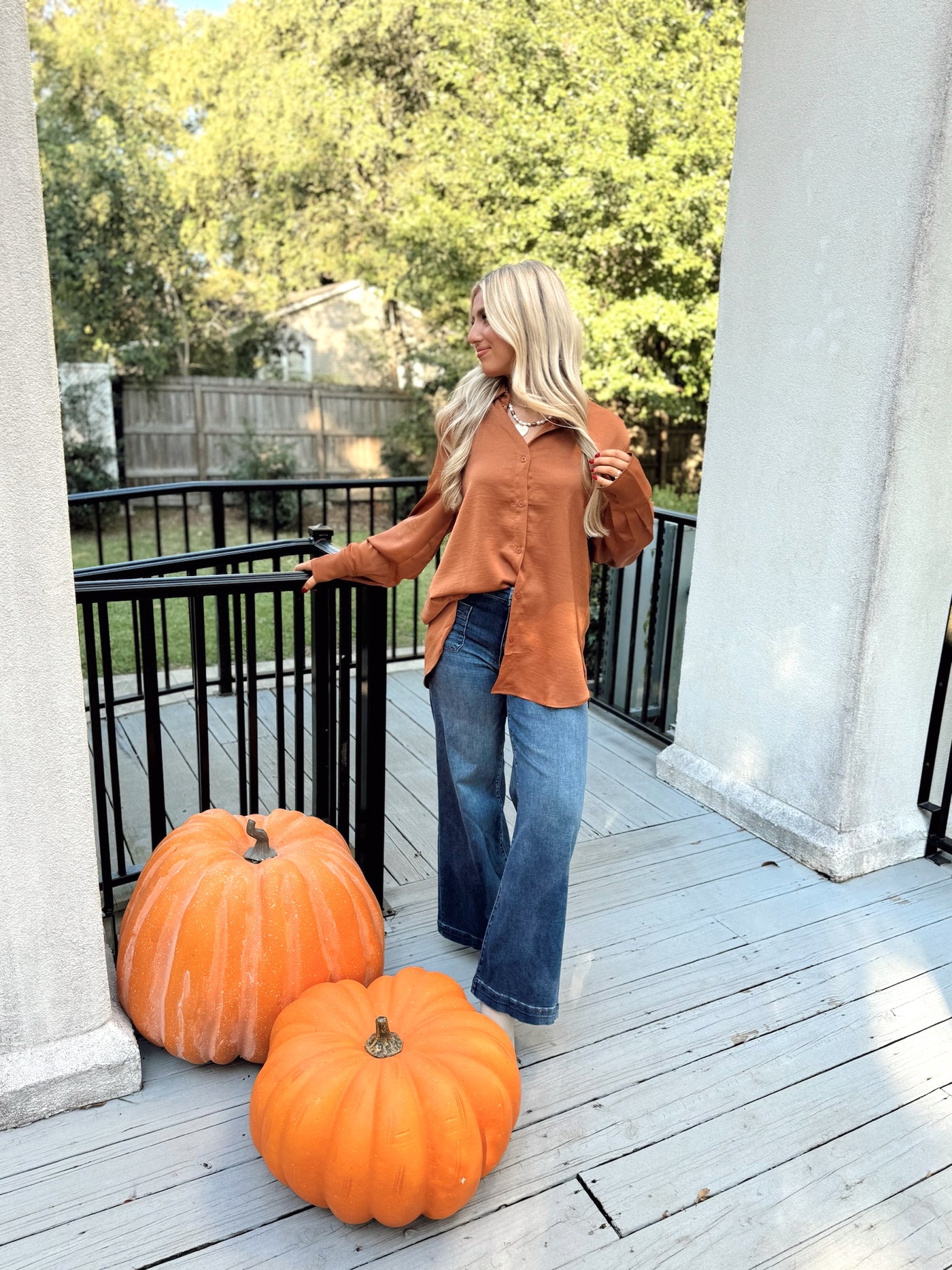 Chocolate Oversized Collared Button Down Top