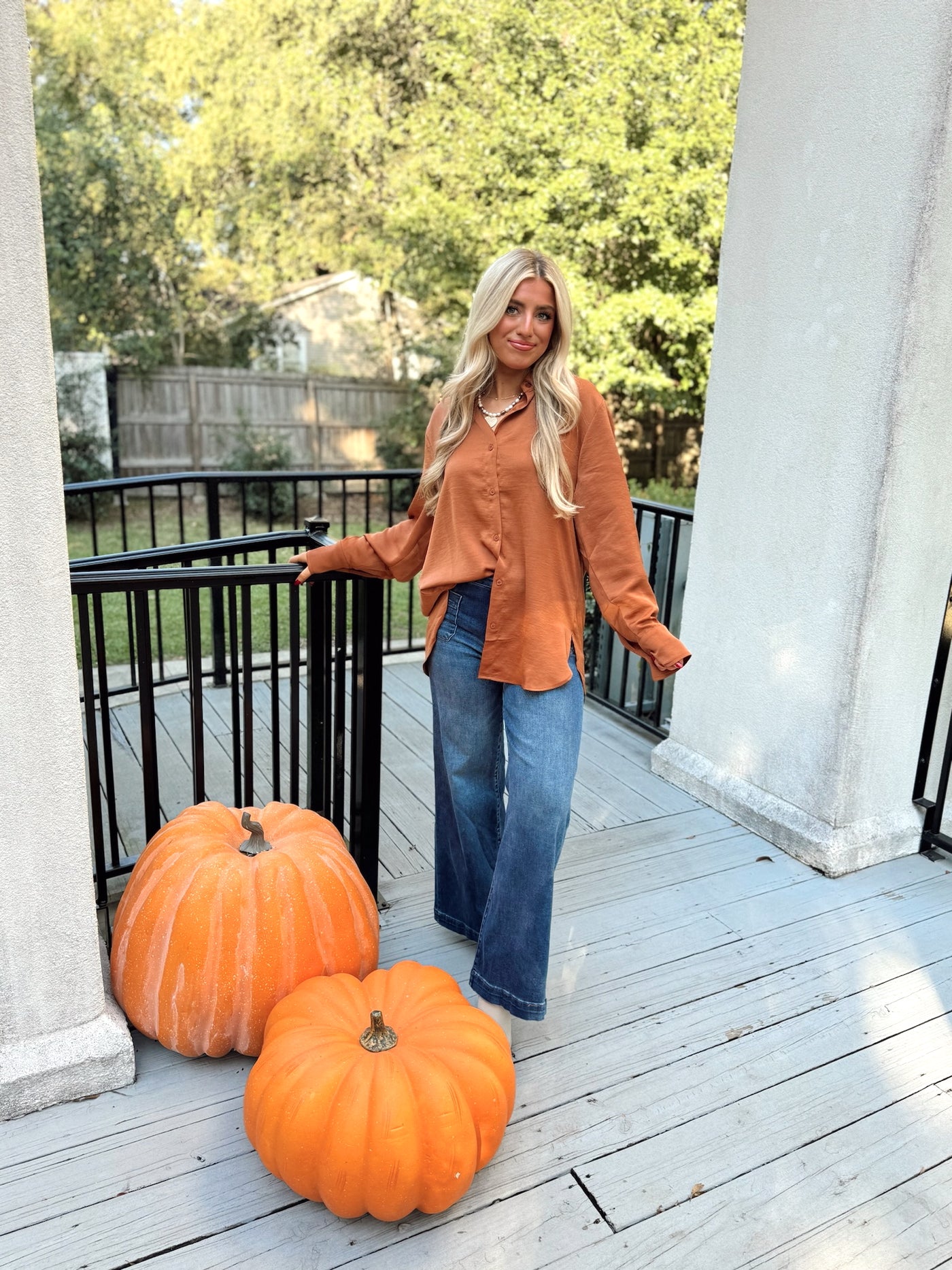 Chocolate Oversized Collared Button Down Top