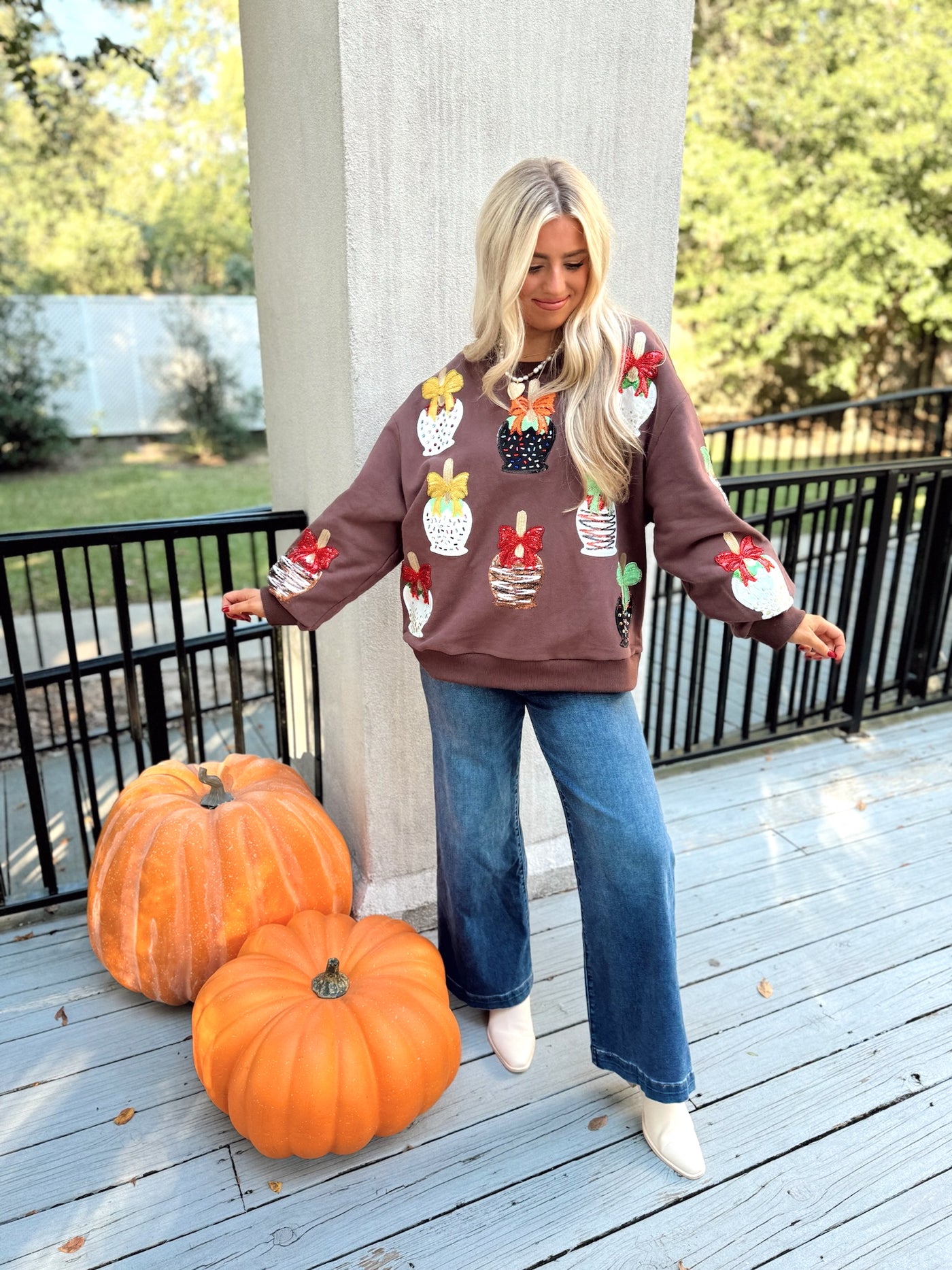 Queen of Sparkles Brown Candy Apple Sweatshirt