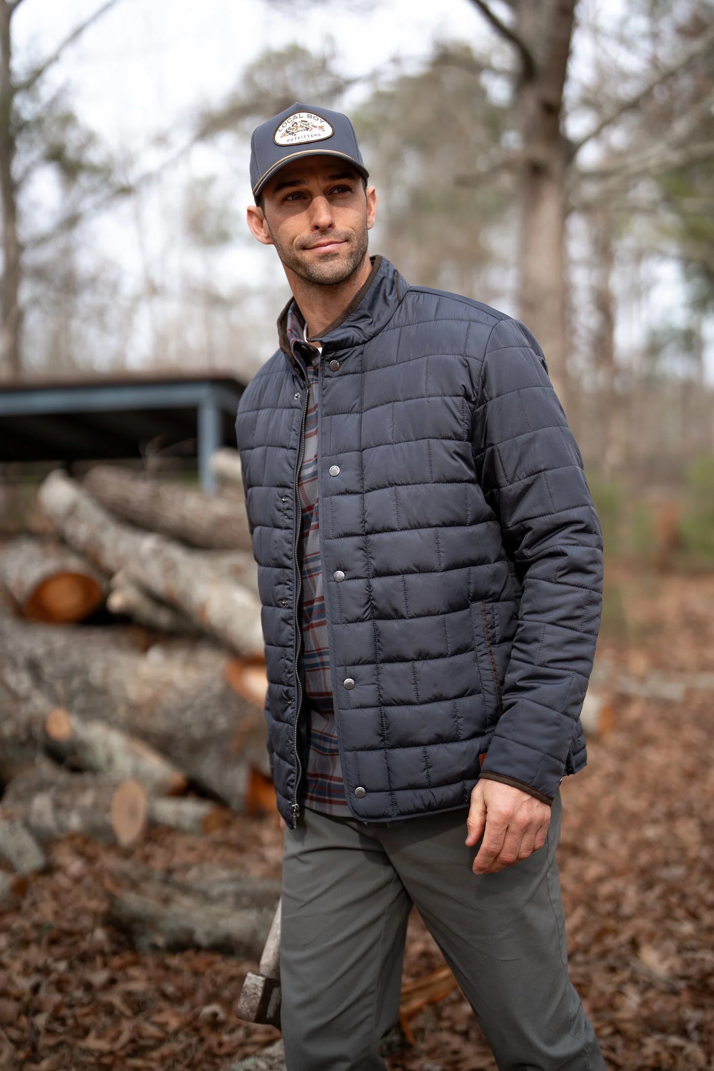 Local Boy Brick Quilted Jacket in Charcoal