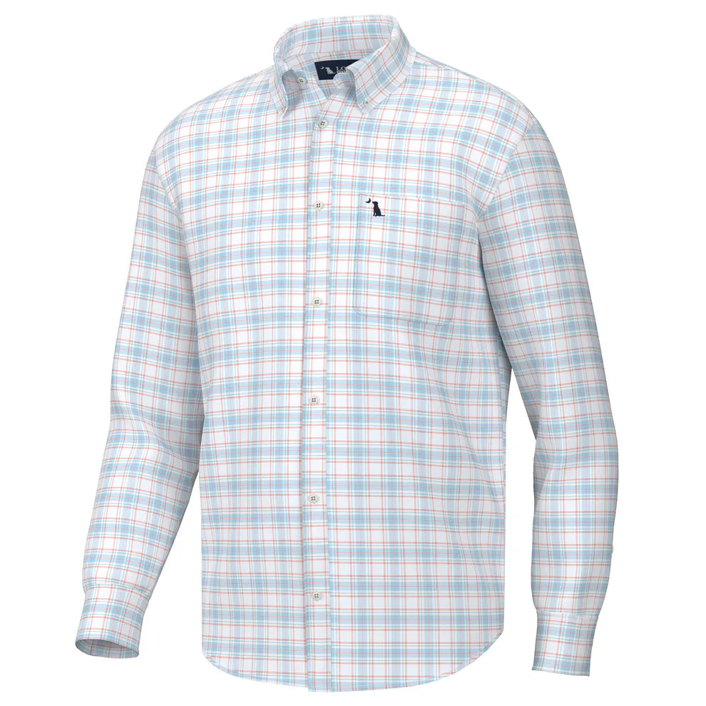 Local Boy Evans Dress Shirt- Coral/Light Blue/Mint