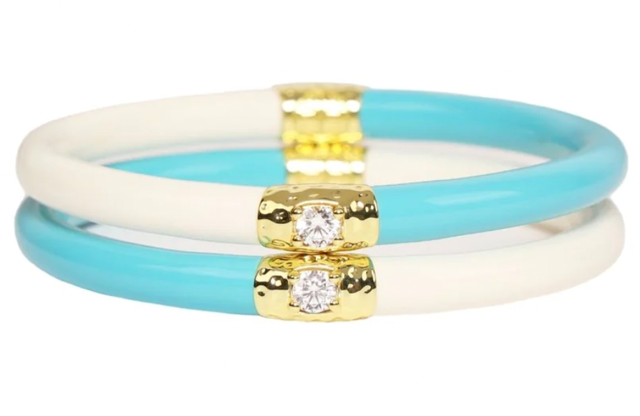 BuDhaGirl Turquoise/Ivory Yin & Yang All Weather Bangles