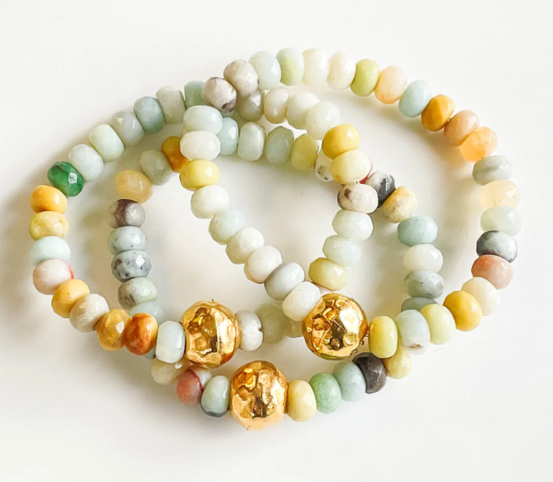 Virtue Jewelry Matte Mint Safari Rondelle Gemstone Ball Bracelet