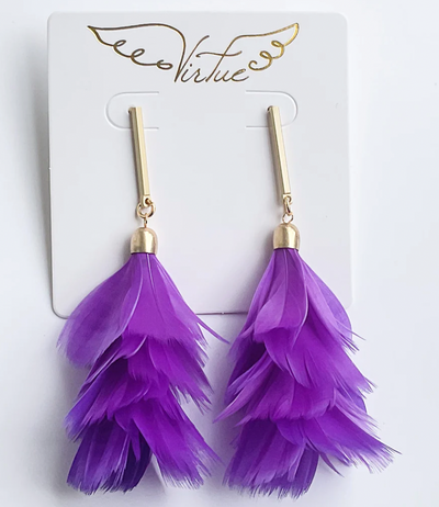 Virtue Jewelry Bar Post Feather Fan Earrings