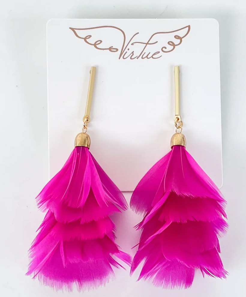 Virtue Jewelry Bar Post Feather Fan Earrings