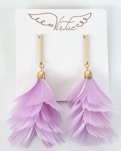 Virtue Jewelry Bar Post Feather Fan Earrings