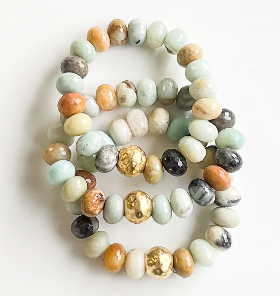 Virtue Jewelry Matte Mint XL Safari Rondelle Gemstone Ball Bracelet