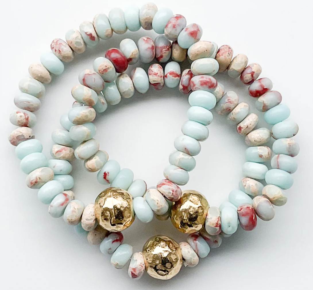 Virtue Jewelry Sea Rondelle Gemstone Ball Bracelet