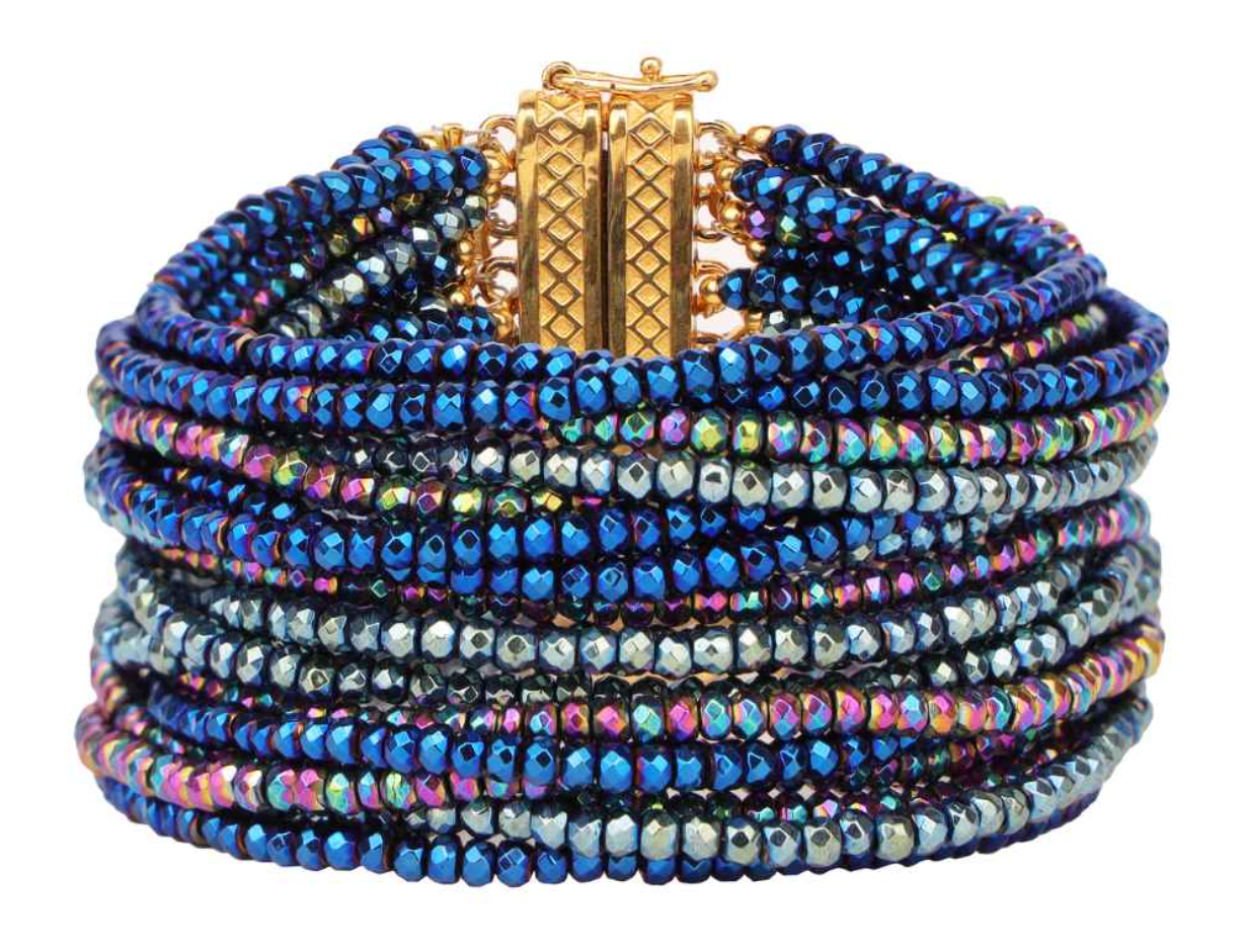 BuDhaGirl Angelina 18 Strand Bracelet - Marine