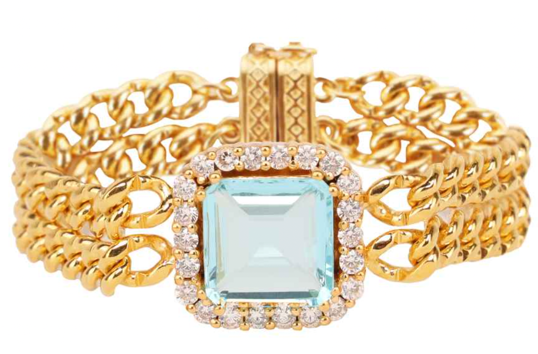 BuDhaGirl Solange Chain and Crystal Bracelet - Aquamarine