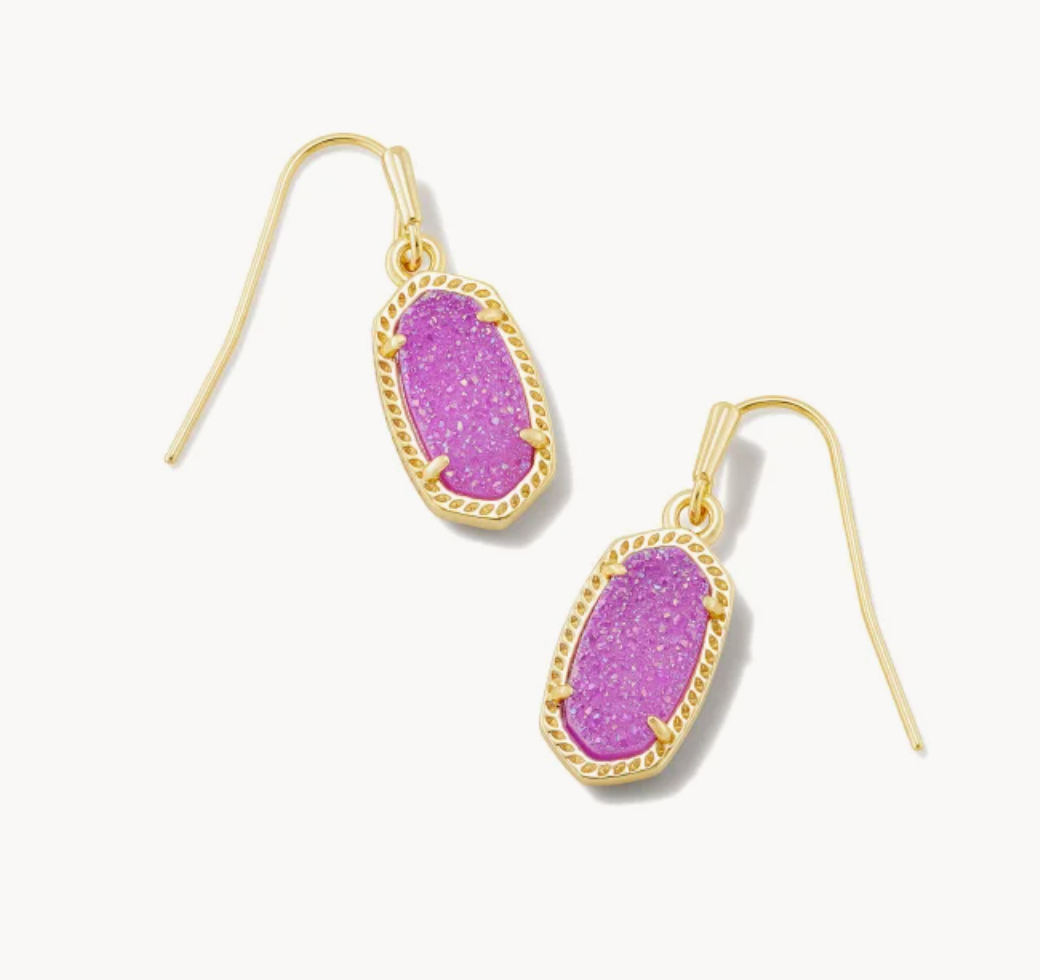 Kendra Scott Lee Gold Drop Earrings in Mulberry Drusy