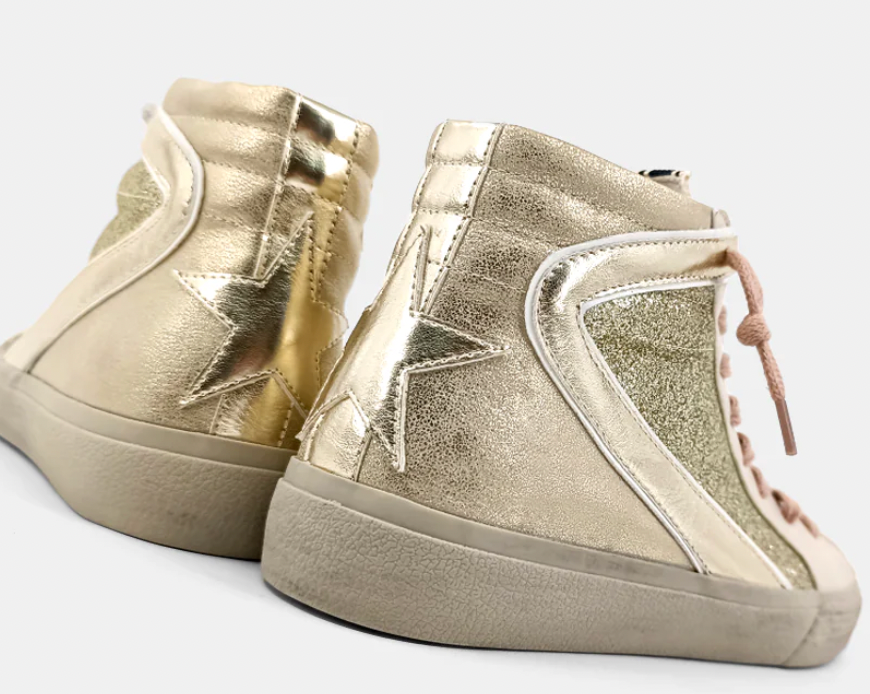 ShuShop Rooney Gold Distressed Sneaker