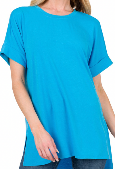 Cuff Sleeve Oversized Basic Comfy Tee