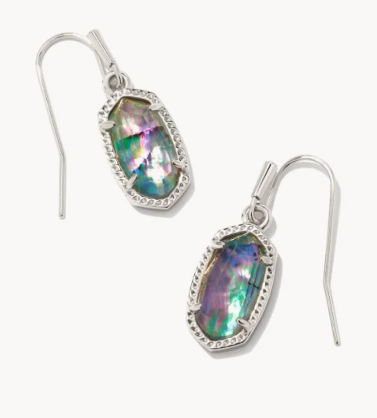 Kendra Scott Lee Silver Drop Earrings in Lilac Abalone