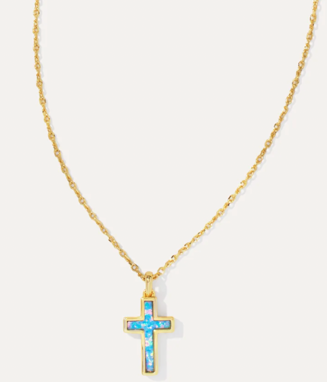 Kendra Scott Cross Gold Pendant Necklace in Periwinkle Kyocera Opal