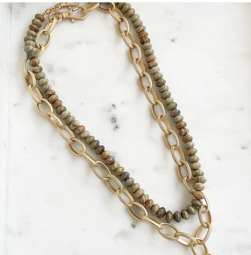 Virtue Jewelry Olive Gemstone Layering Necklace