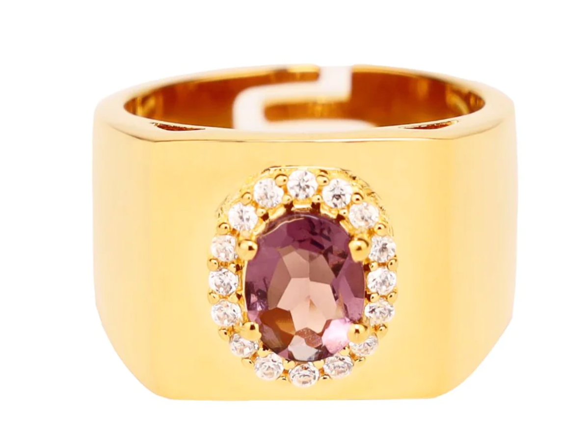 BuDhaGirl Birthday Ring - Amethyst/White