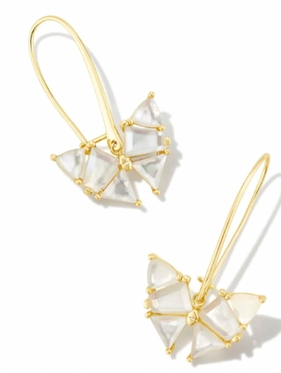 Kendra Scott Blair Butterfly Drop Earrings in Gold Ivory Mother of Pearl