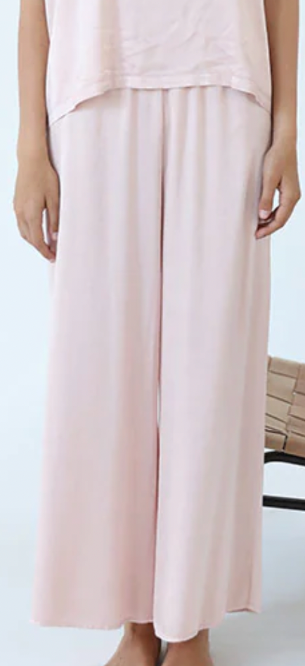 Pj Dreamwear Mo-Crop Satin Palazzo Pant - Nude Pink