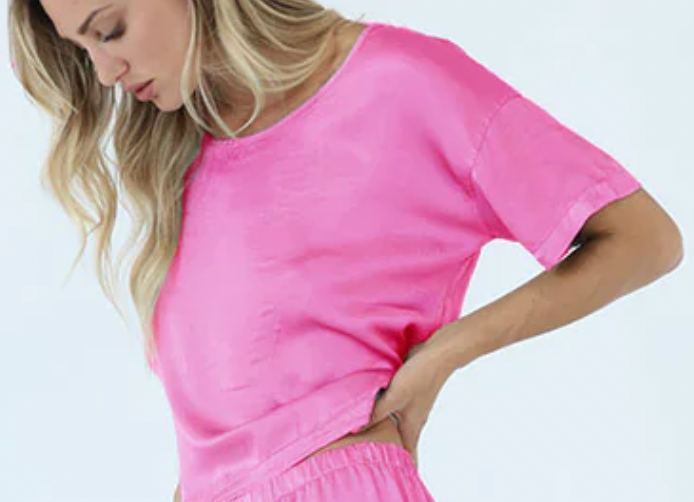 Pj Dreamwear Bertie Satin Tee - Hot Pink