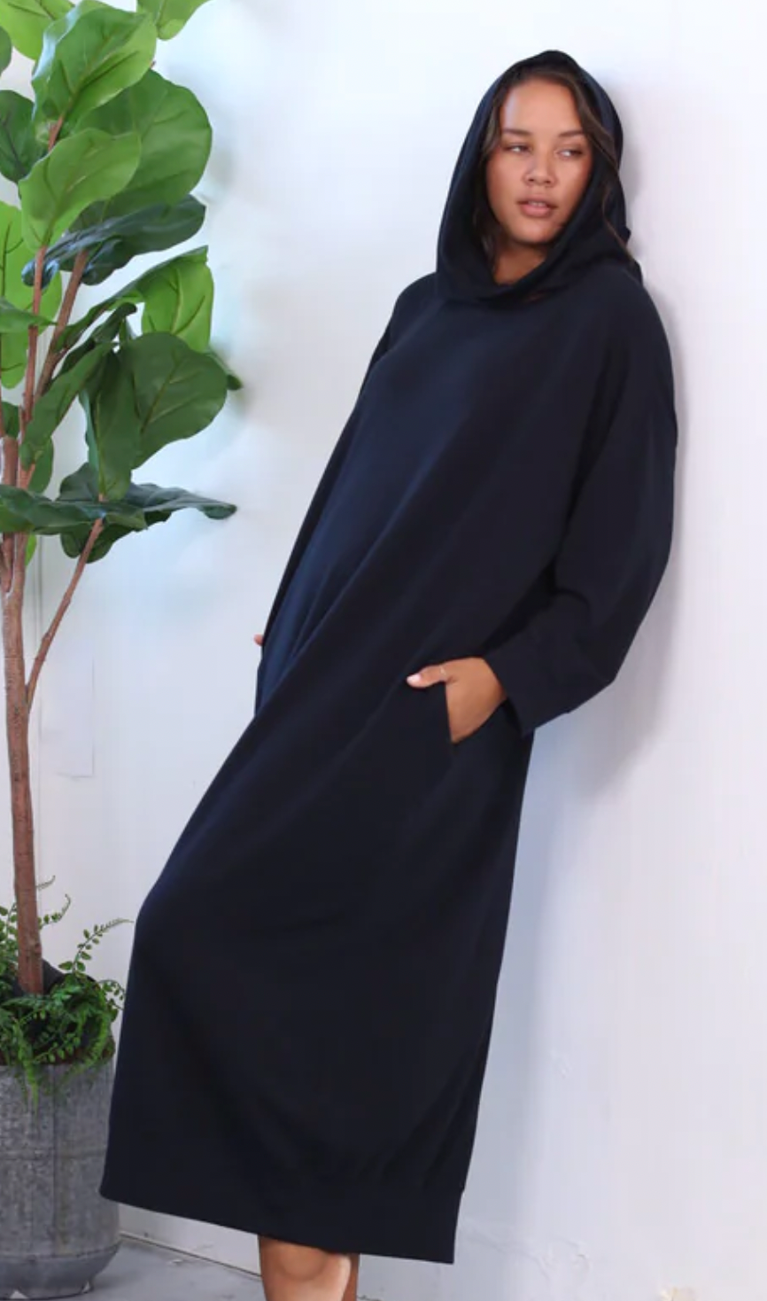 Pj Dreamwear Urban MuuMuu Long with Removable Hood - Navy