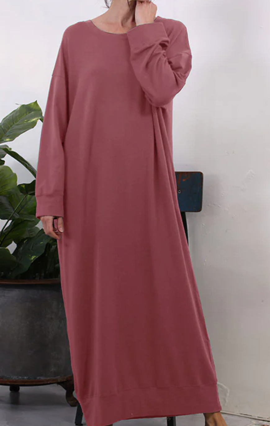 Pj Dreamwear Urban MuuMuu Long with Removable Hood -Terracotta