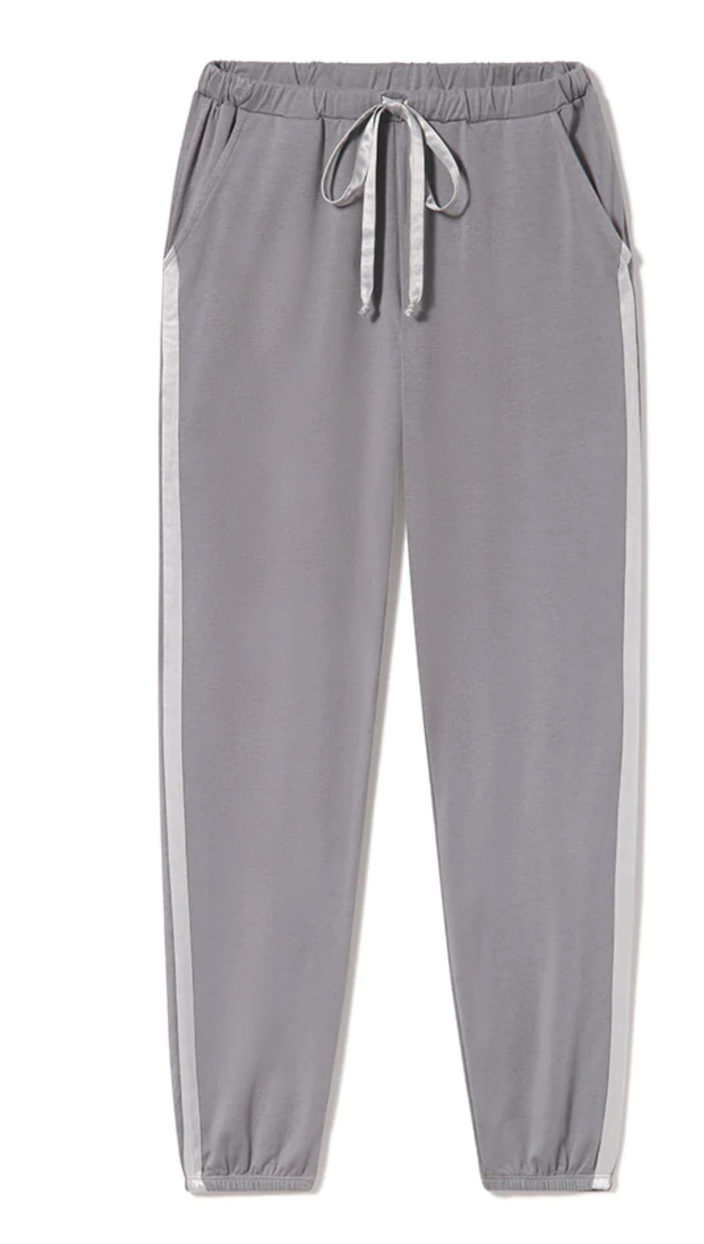 Pj Harlow Blair French Terry Sweat Pant With Satin Trim - Dark Silver