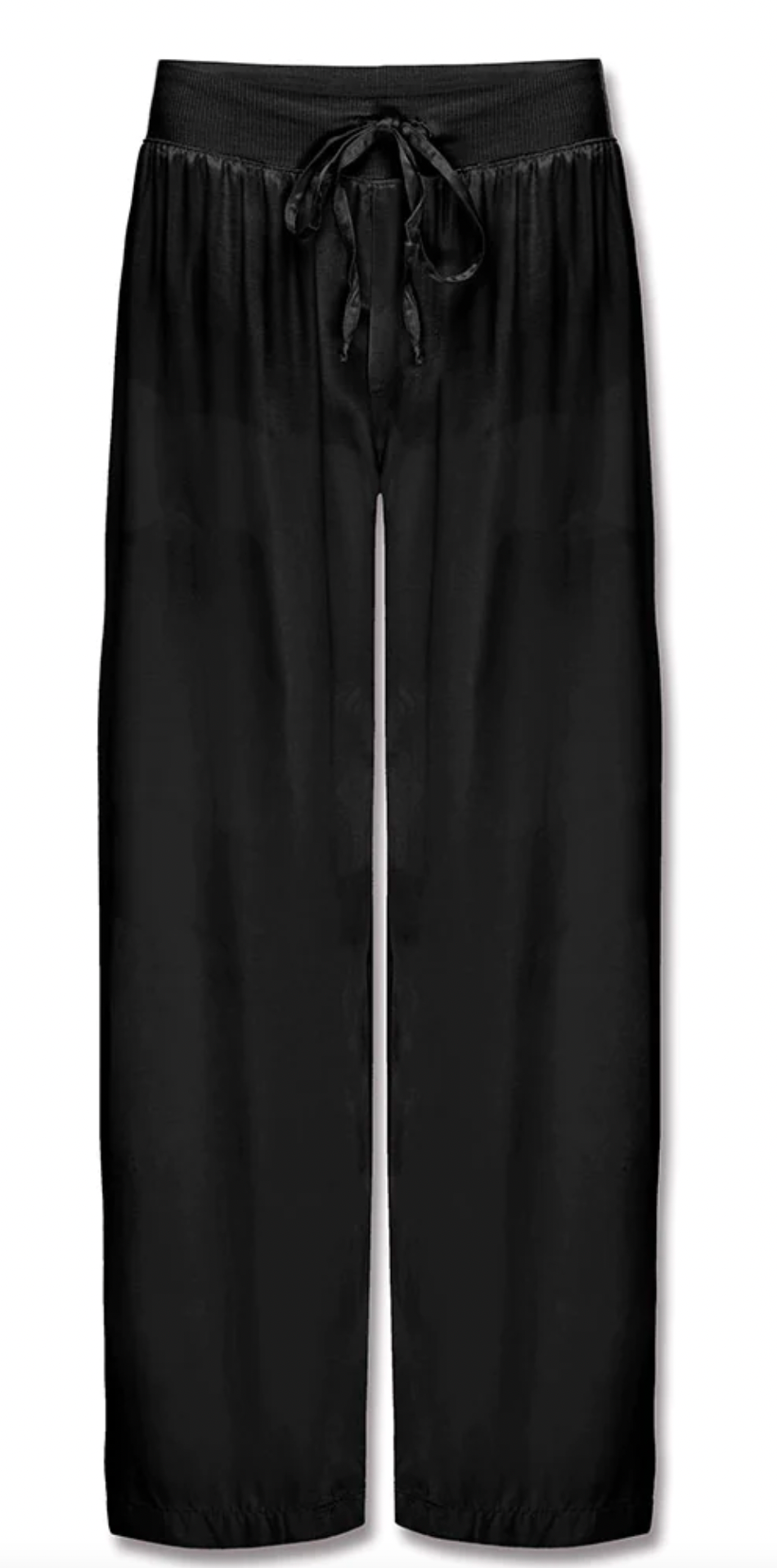 Pj Dreamwear Jolie Capri Satin Pant With Rib Adjustable Drawstring Waistband in Black