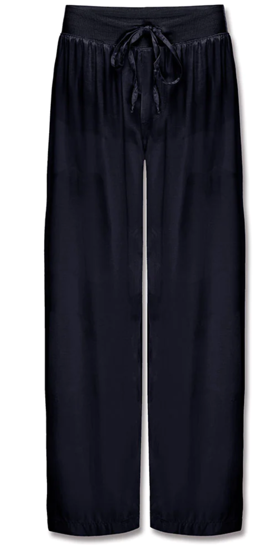 Pj Dreamwear Jolie Capri Satin Pant With Rib Adjustable Drawstring Waistband in Navy