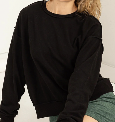 Reverse Seam Soft Heather Knit Sweatshirt