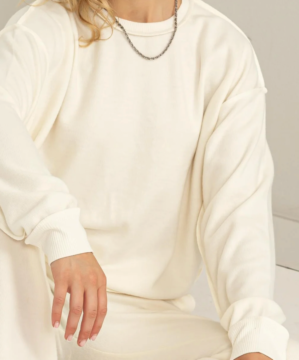 Reverse Seam Soft Heather Knit Sweatshirt