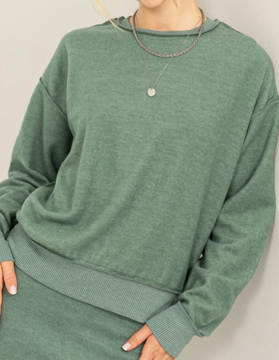 Reverse Seam Soft Heather Knit Sweatshirt