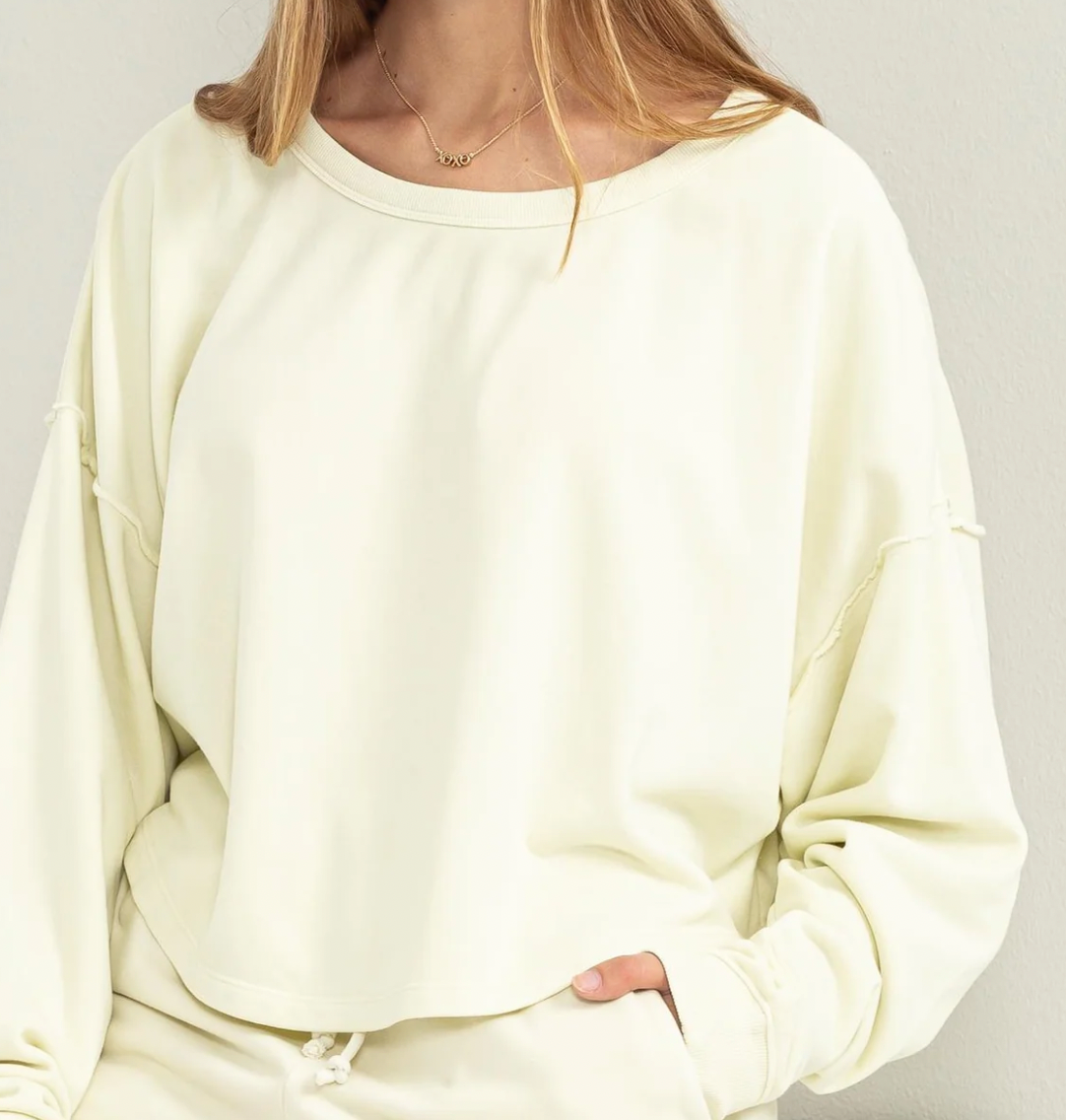 Oversized Cropped Reverse Seam Pullover