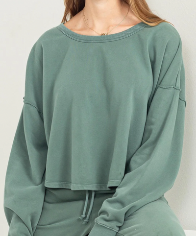 Oversized Cropped Reverse Seam Pullover