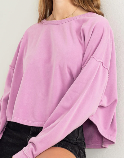 Oversized Cropped Reverse Seam Pullover