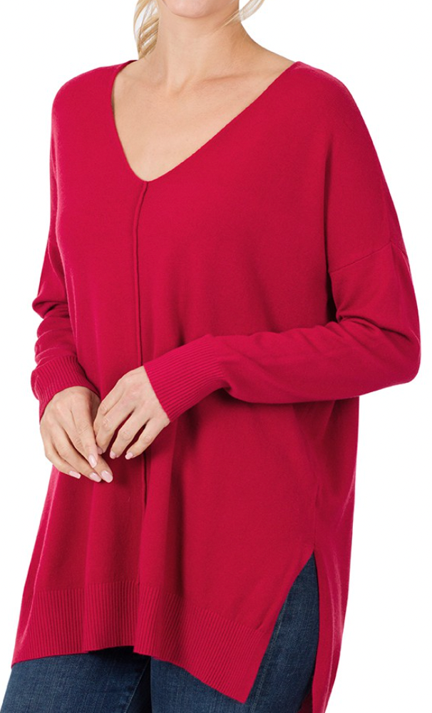 Dreamy V-Neck Reverse Seam Loose Fit Sweater