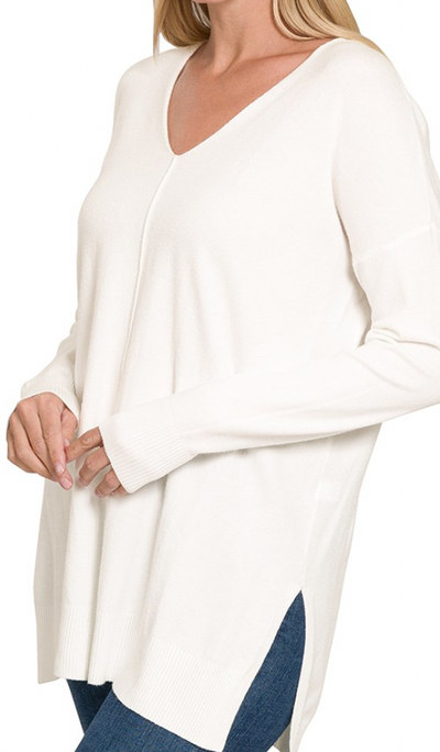 Dreamy V-Neck Reverse Seam Loose Fit Sweater