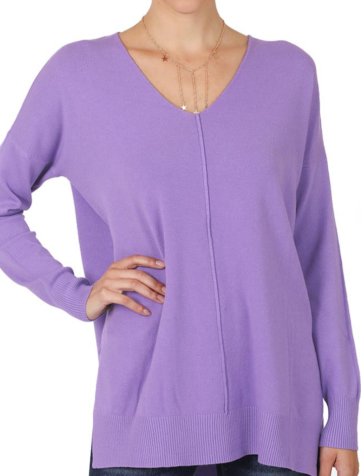 Dreamy V-Neck Reverse Seam Loose Fit Sweater