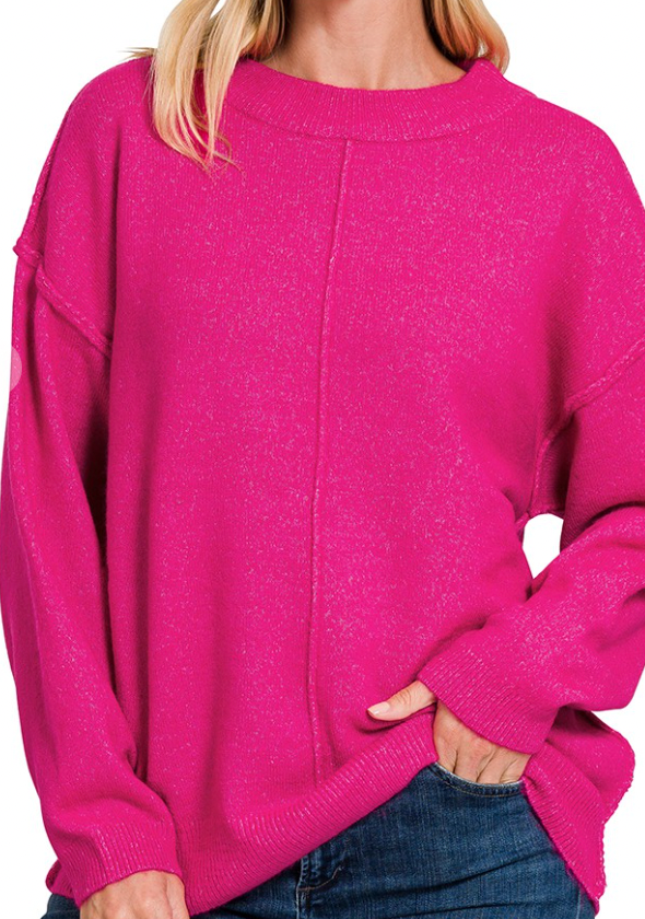 Heather Knit Reverse Seam Pullover