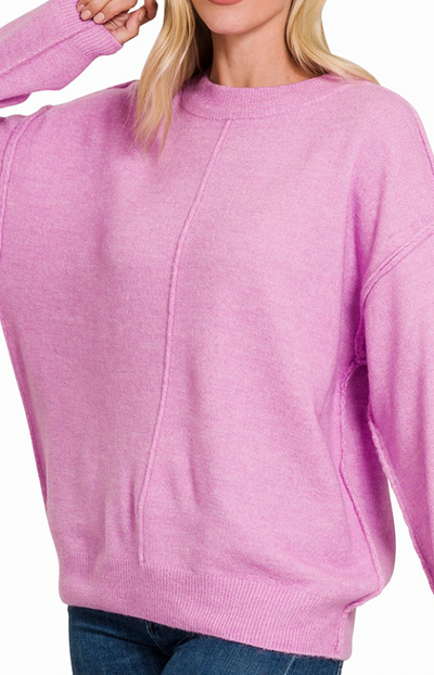 Heather Knit Reverse Seam Pullover