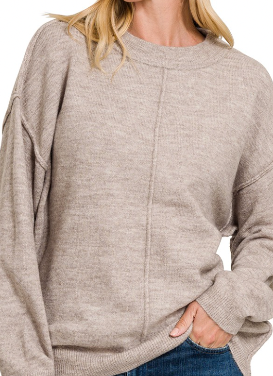 Heather Knit Reverse Seam Pullover