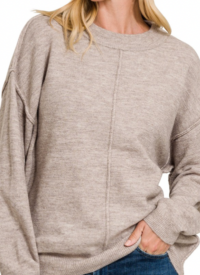 Heather Knit Reverse Seam Pullover